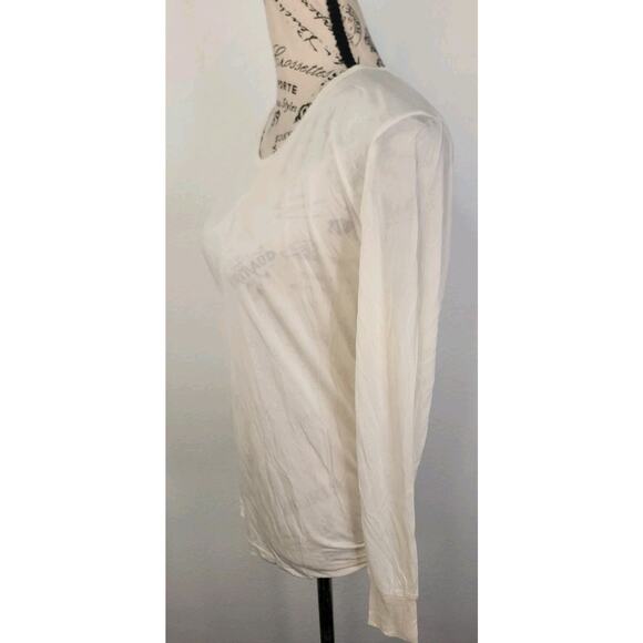 Vintage Eddie Bauer Top Womens SZ M Ivory Silk Pointelle Long Sleeve Base Layer - Picture 6 of 8